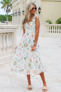 Summer Brunch Date Smocked Midi Dress - Olive