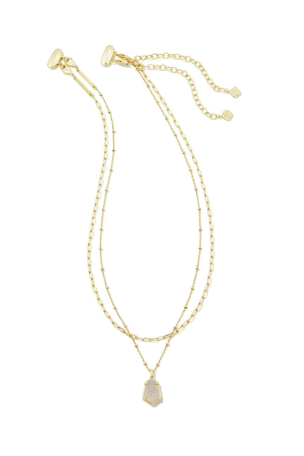 Kendra Scott: Alexandria Gold Multi Strand Necklace - Iridescent Drusy | Makk Fashions