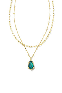 Kendra Scott: Alexandria Gold Multi Strand Necklace - Teal Green Illusion | Makk Fashions