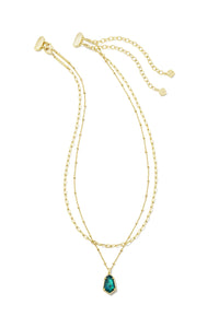 Kendra Scott: Alexandria Gold Multi Strand Necklace - Teal Green Illusion | Makk Fashions