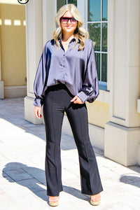 Always Leading Batwing Button Down Top - Midnight | Makk Fashions