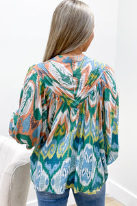 Always Thankful Bubble Sleeve Top - Green Multi | Makk Fashions