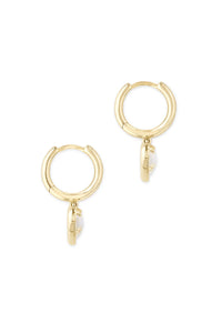 Kendra Scott: Ari Heart Gold Huggie Earrings - Dichroic Glass | Makk Fashions