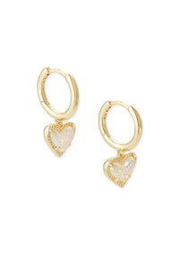 Kendra Scott: Ari Heart Gold Huggie Earrings - Iridescent Drusy | Makk Fashions