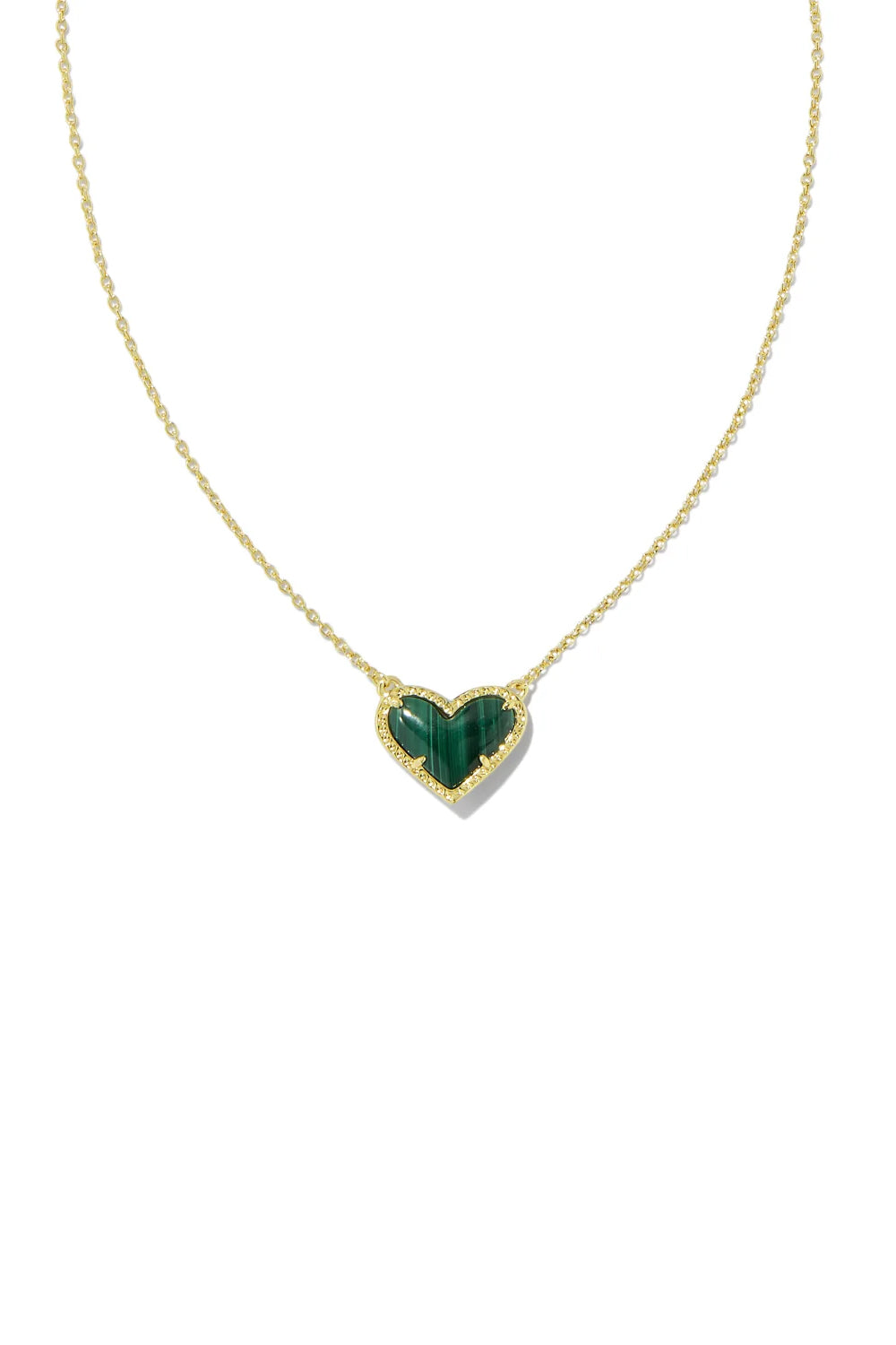 Kendra Scott: Ari Heart Gold Pendant Necklace - Green Malachite | Makk Fashions