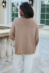 Roll With It Long Sleeve Sweater - Tan