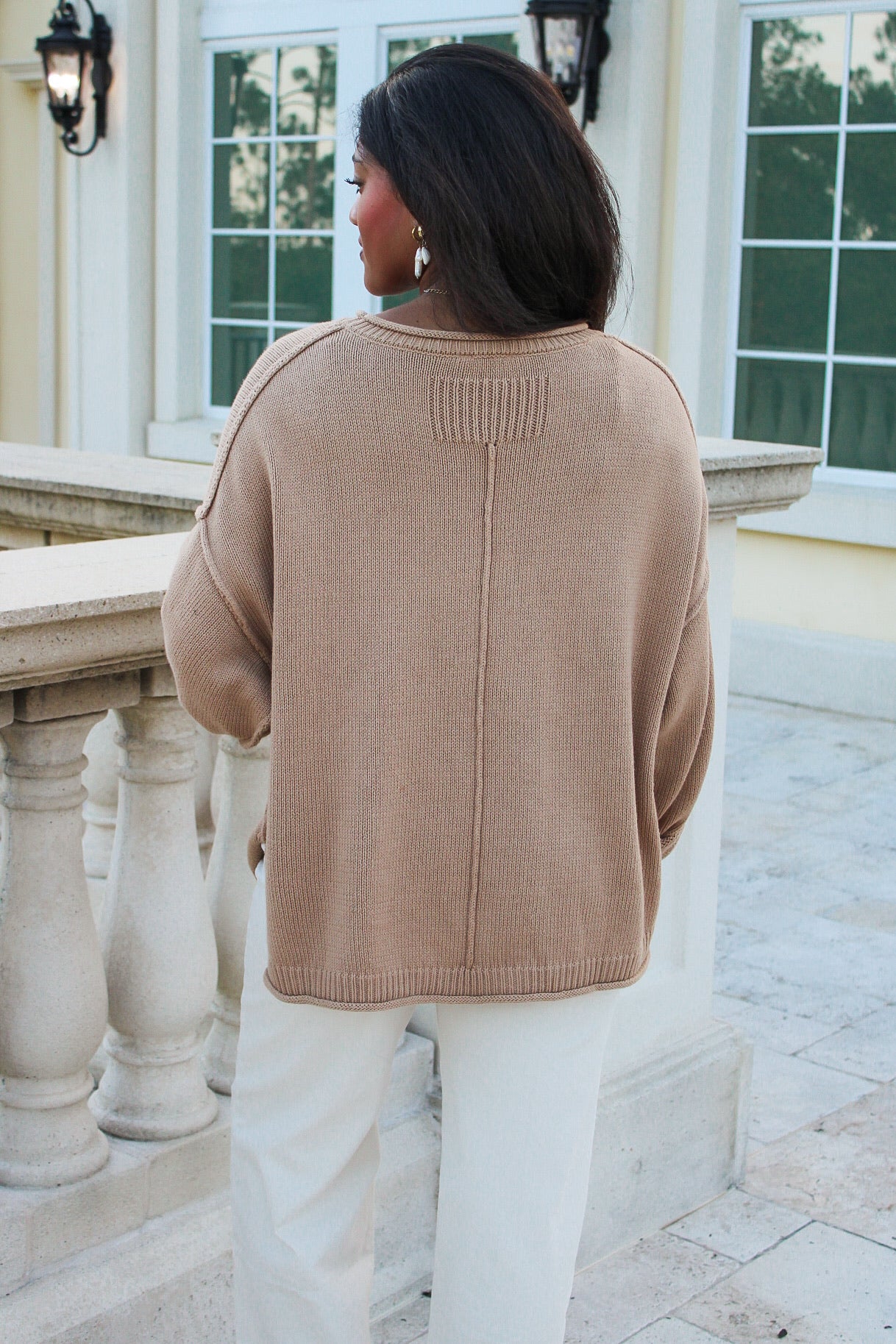 Roll With It Long Sleeve Sweater - Tan