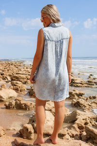It's All About Me Sleeveless Shirt Dress - Washed Demin