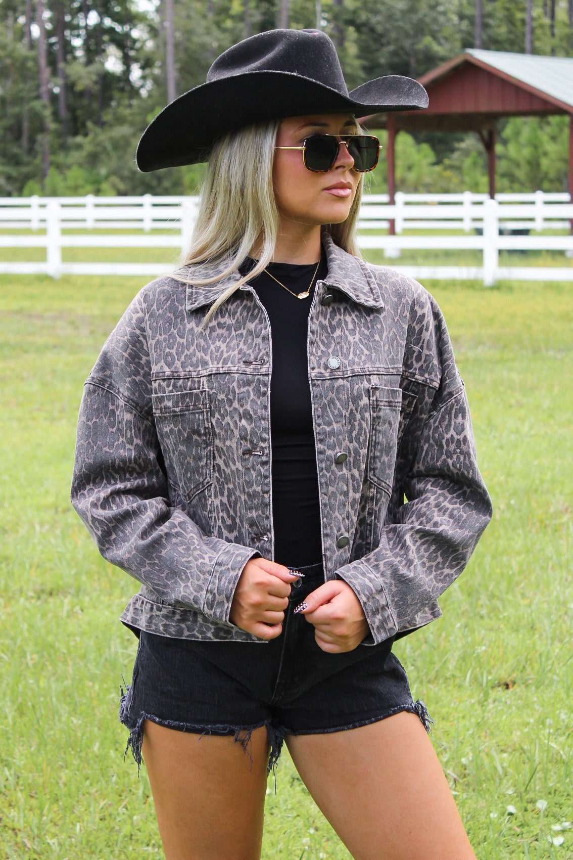 Showing My Wild Side Denim Jacket - Leopard