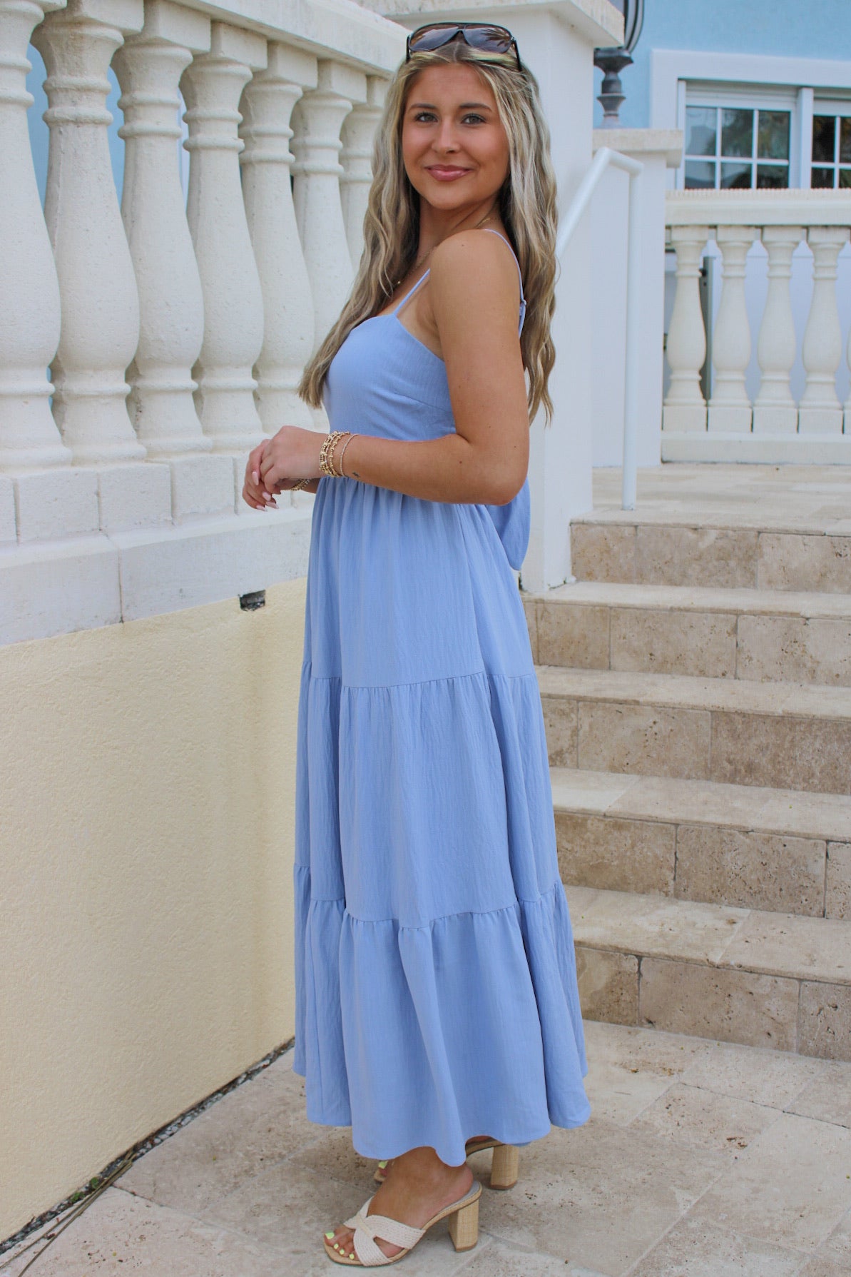 My Summer Love Tiered Midi Dress - Dusty Blue