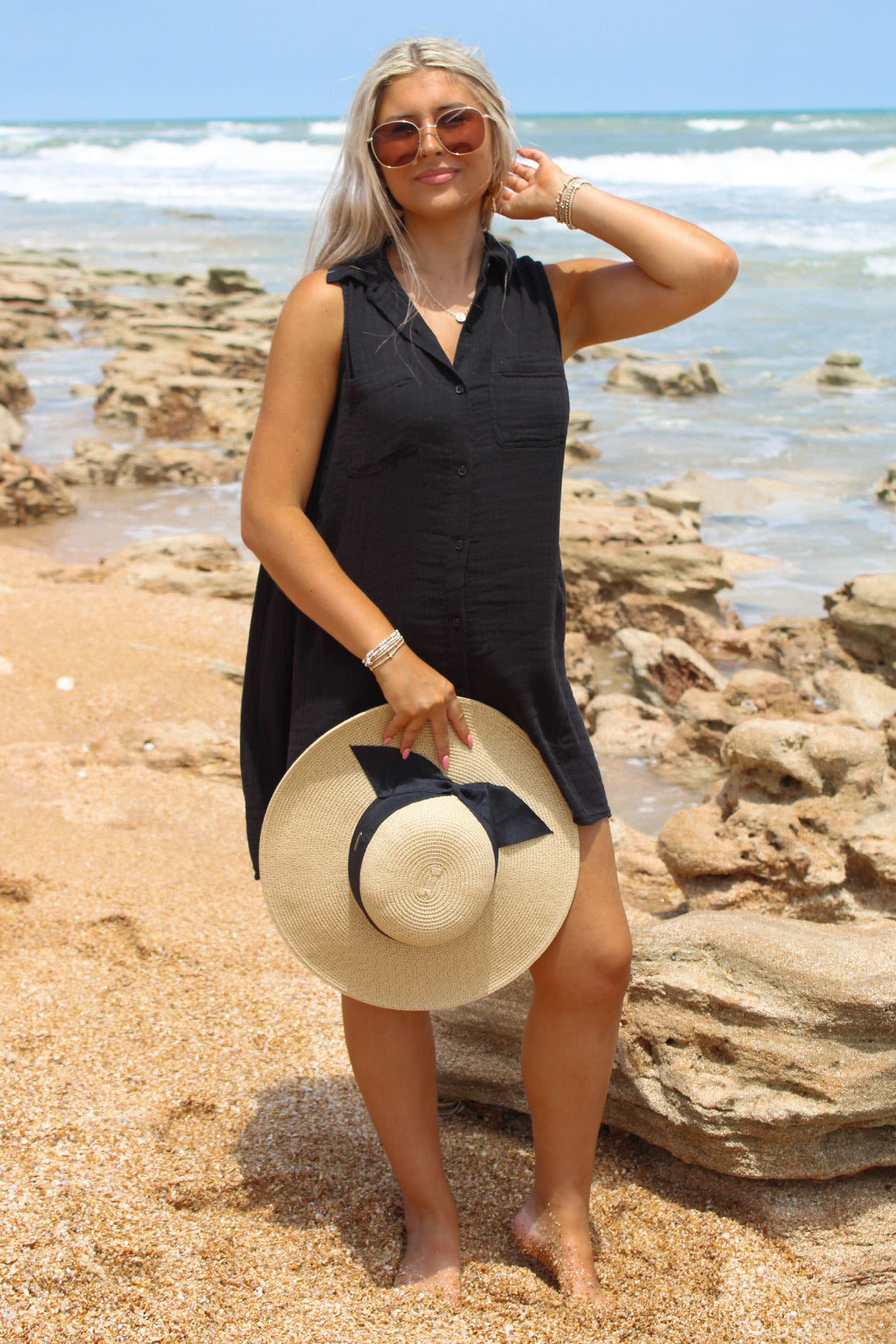 Z Supply: New Light Gauze Mini Dress - Black