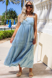 Classic Summer Days Tiered Maxi Dress - Blue