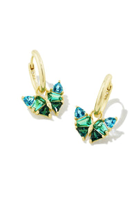 Kendra Scott: Blair Gold Butterfly Huggie Earrings - Green Mix | Makk Fashions