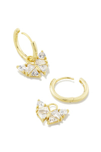 Kendra Scott: Blair Gold Butterfly Huggie Earrings - White Crystal | Makk Fashions