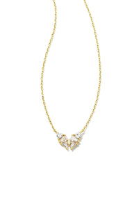 Kendra Scott: Blair Gold Butterfly Small Short Pendant Necklace - White Crystal | Makk Fashions