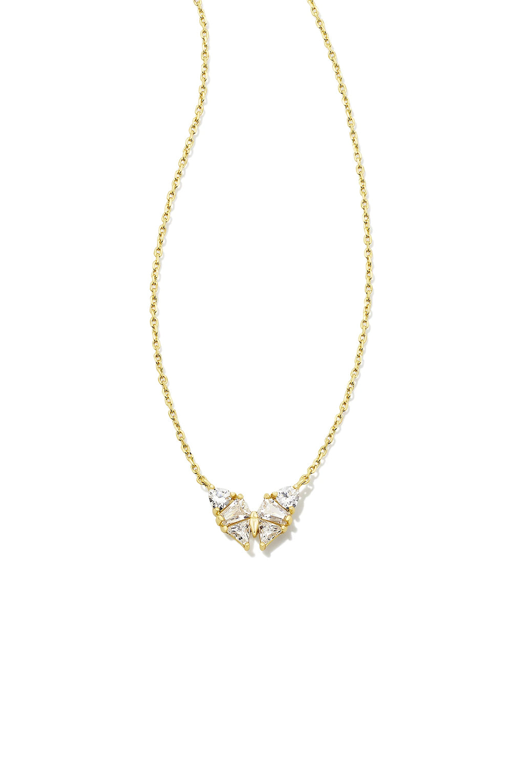 Kendra Scott: Blair Gold Butterfly Small Short Pendant Necklace - White Crystal | Makk Fashions