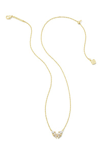 Kendra Scott: Blair Gold Butterfly Small Short Pendant Necklace - White Crystal | Makk Fashions
