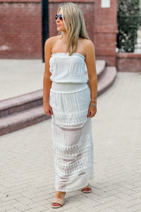 Breezy Beaches Strapless Maxi Dress - White | Makk Fashions