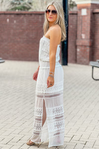 Breezy Beaches Strapless Maxi Dress - White | Makk Fashions