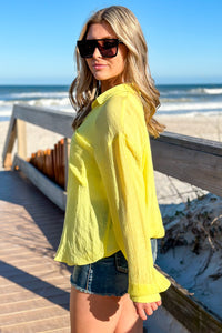 Breezy Times Button Down Shirt - Yellow | Makk Fashions