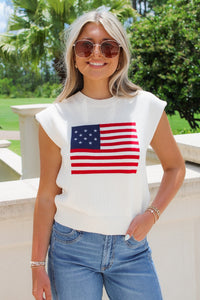 American Dream Flag Sweater - Ivory