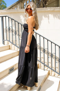 Poolside Party Open Back Maxi Dress - Black