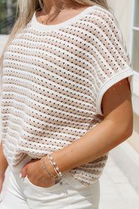 Find My Path Striped Crochet Sweater - Khaki