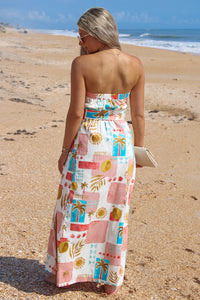 Resort Life Strapless Belted Maxi Dress - Amalfi Coast