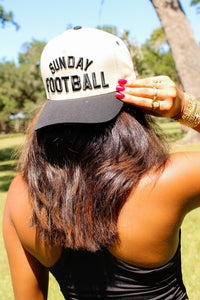 Sunday Football Embroidered Snapback Trucker Hat - Black