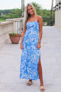 Enchanted Evenings Strapless Maxi Dress - Blue