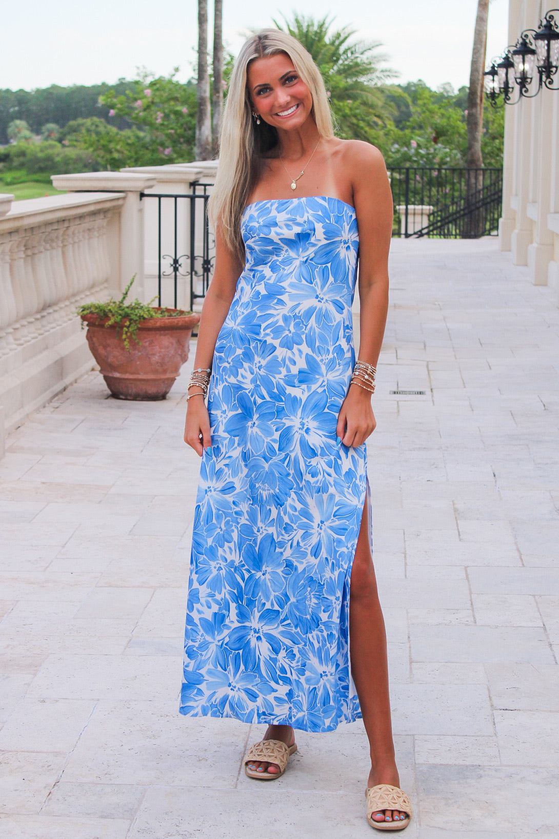 Enchanted Evenings Strapless Maxi Dress - Blue
