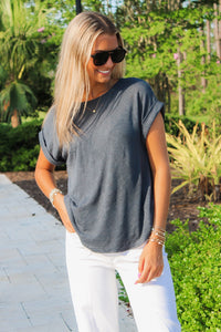 Feeling Easy Days Hacci Slub Top - Navy