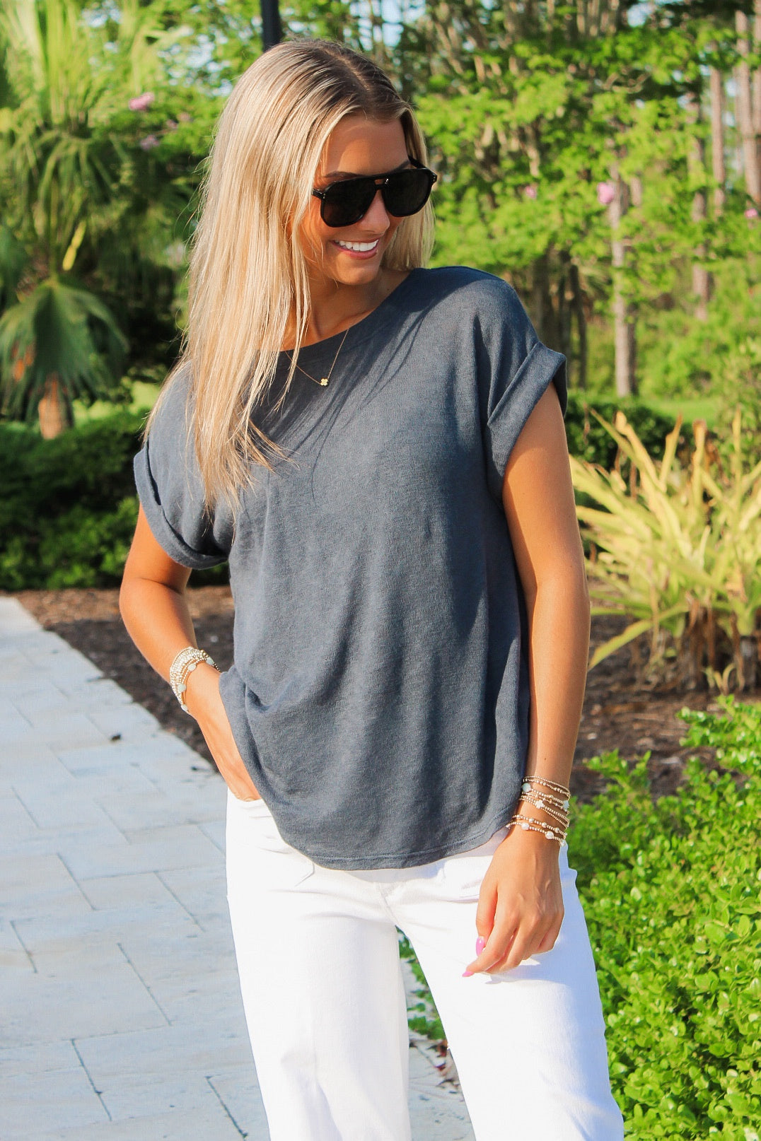 Feeling Easy Days Hacci Slub Top - Navy