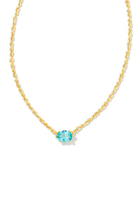 Kendra Scott: Cailin Gold Crystal Pendant Necklace - Aqua | Makk Fashions