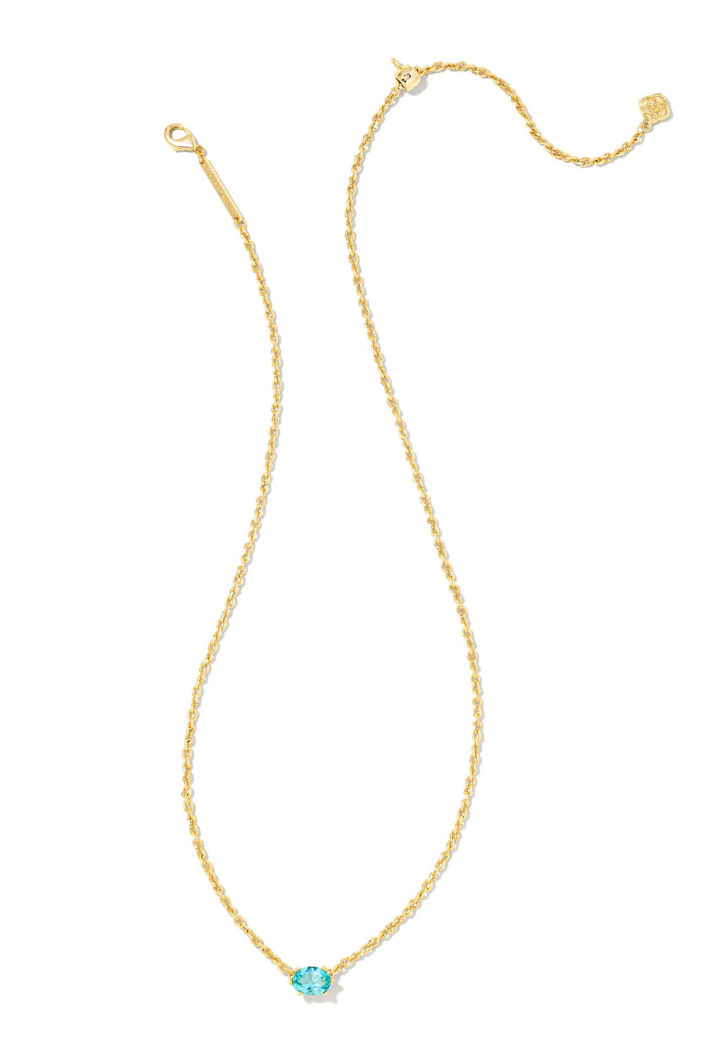 Kendra Scott: Cailin Gold Crystal Pendant Necklace - Aqua | Makk Fashions