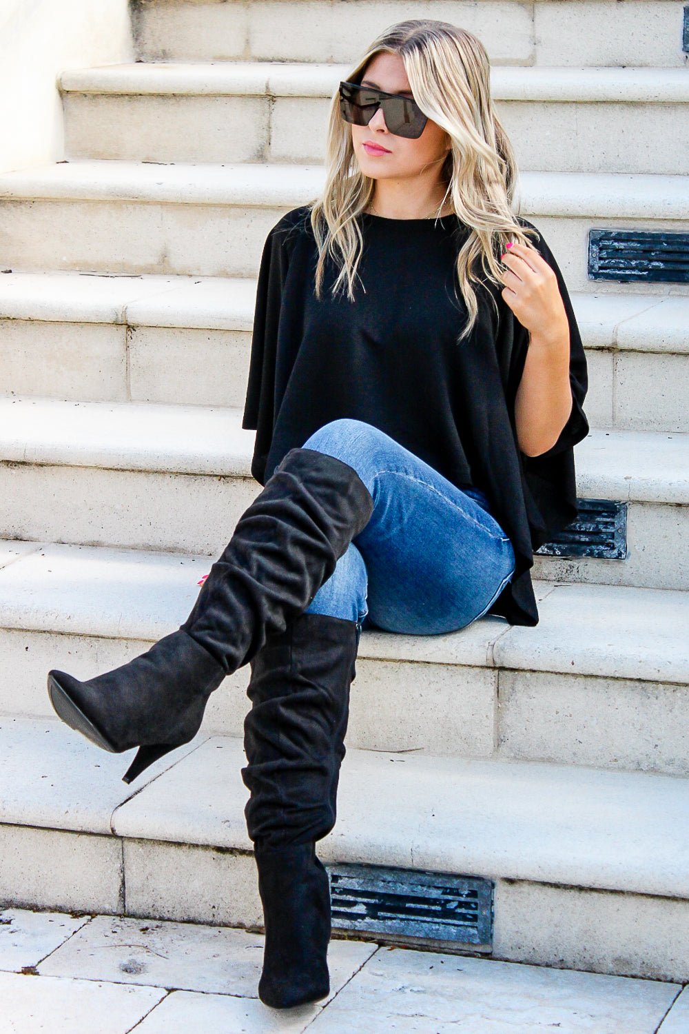 Casual Encounter Batwing Half Sleeve Top - Black | Makk Fashions