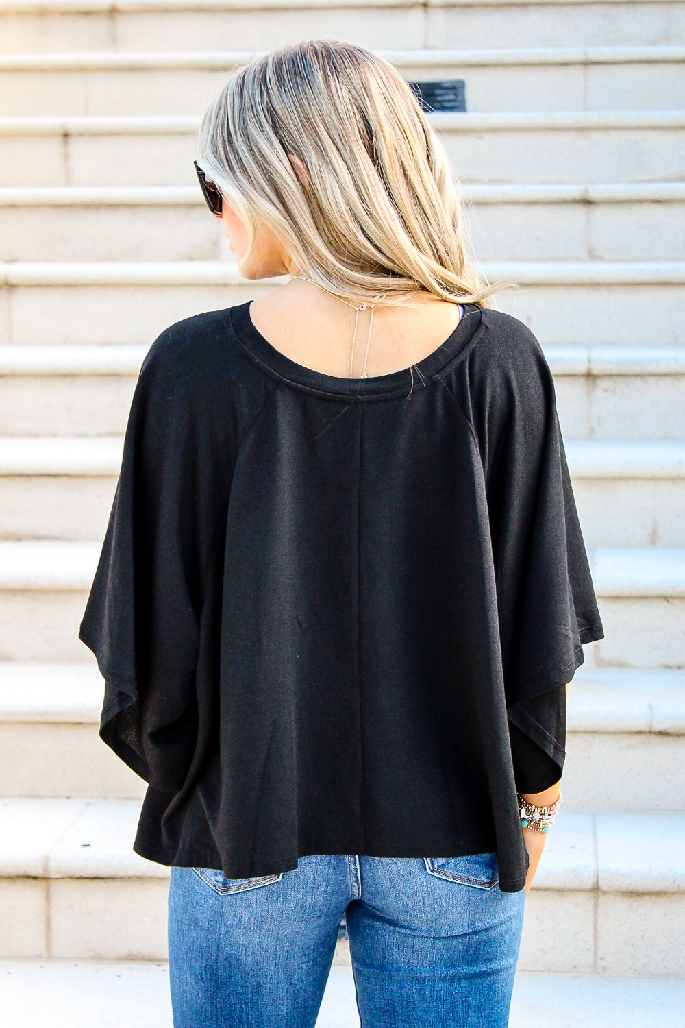 Casual Encounter Batwing Half Sleeve Top - Black | Makk Fashions