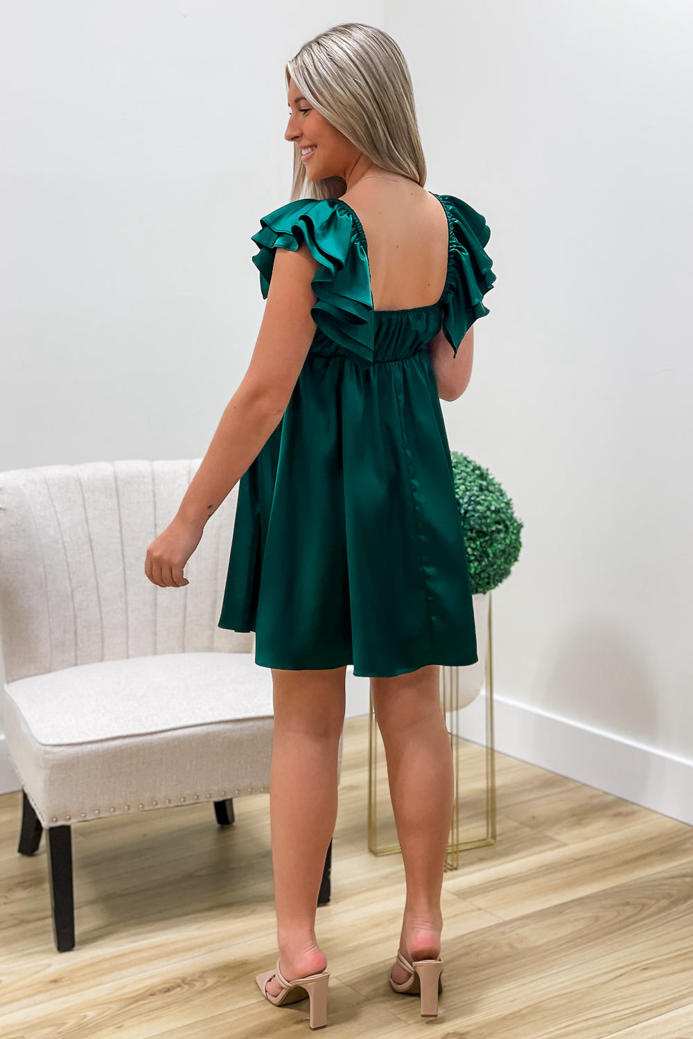 Celebrate Good Times Flowy Dress - Forest Green