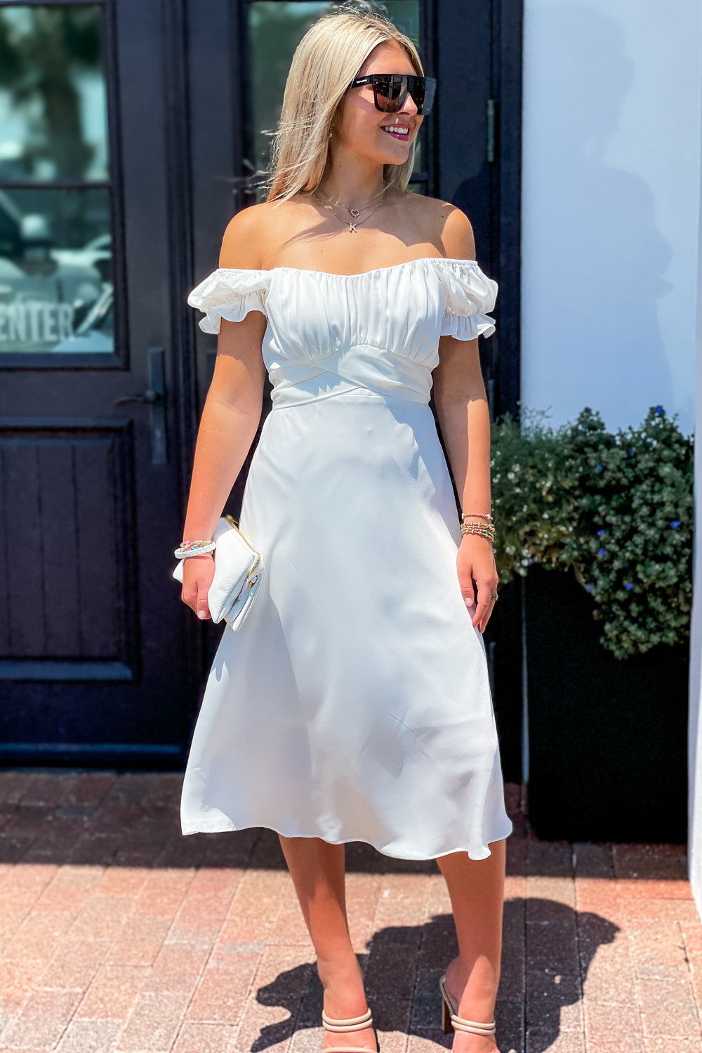 white occasion midi dress Celebrating Me Today Midi Dress - White