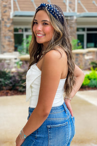 Cheer Me On Bow Tube Top - White | Makk Fashions