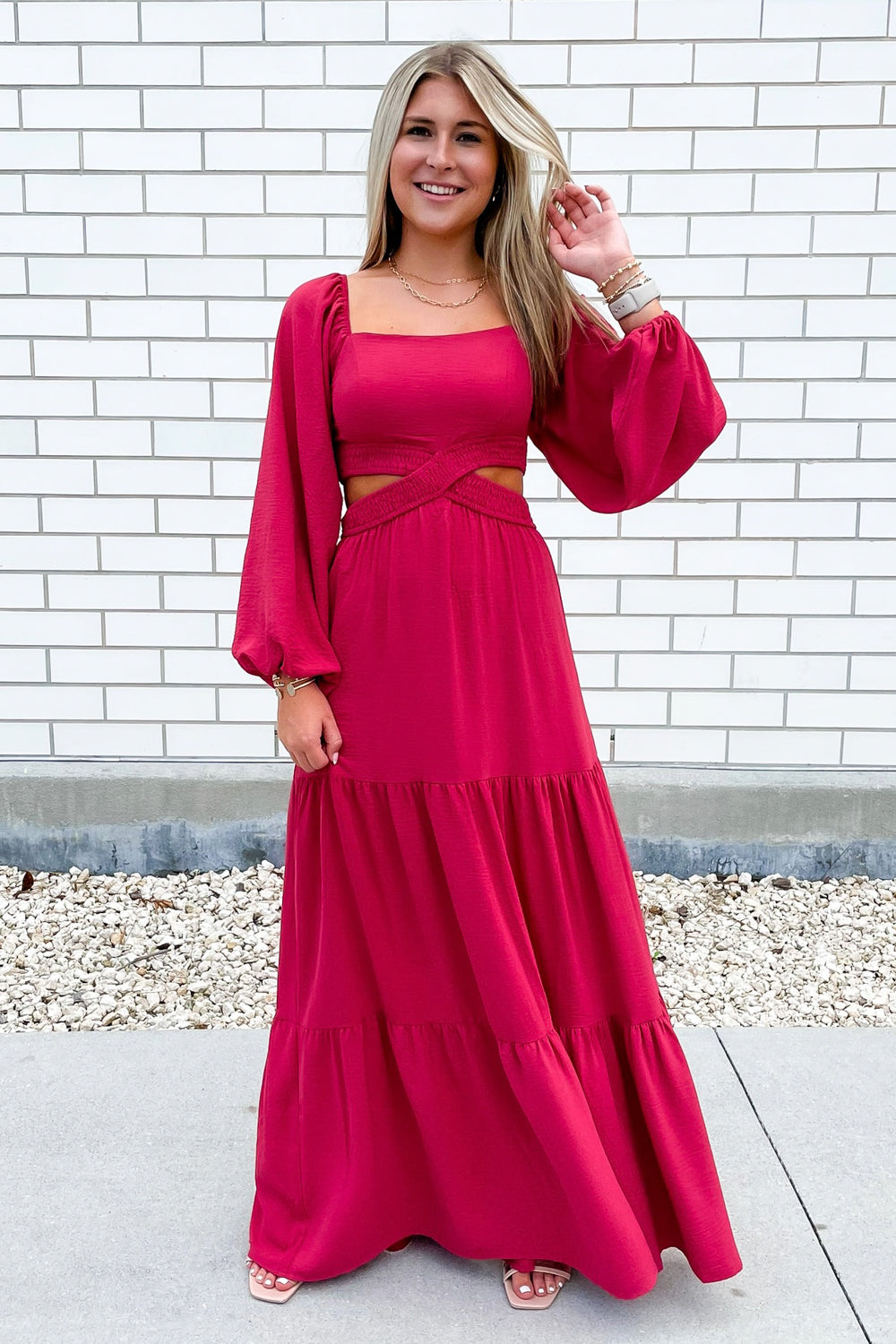 Cheer Me Up Tiered Maxi Dress - Rose Brick | Makk Fashions Large