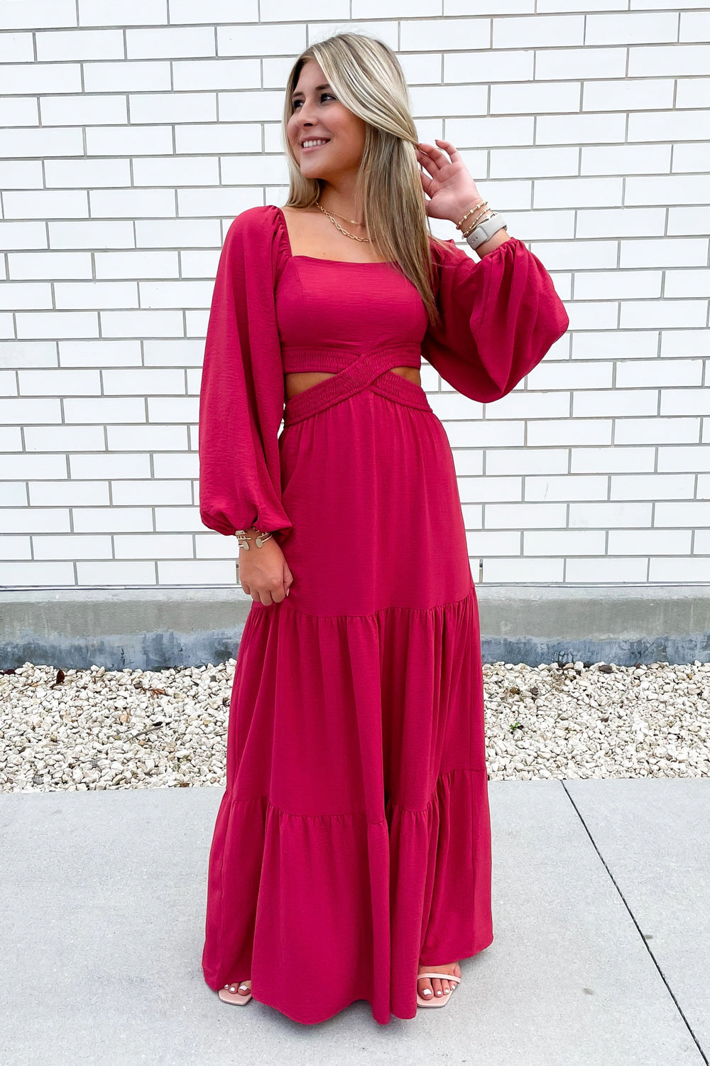 Cheer Me Up Tiered Maxi Dress - Rose Brick | Makk Fashions
