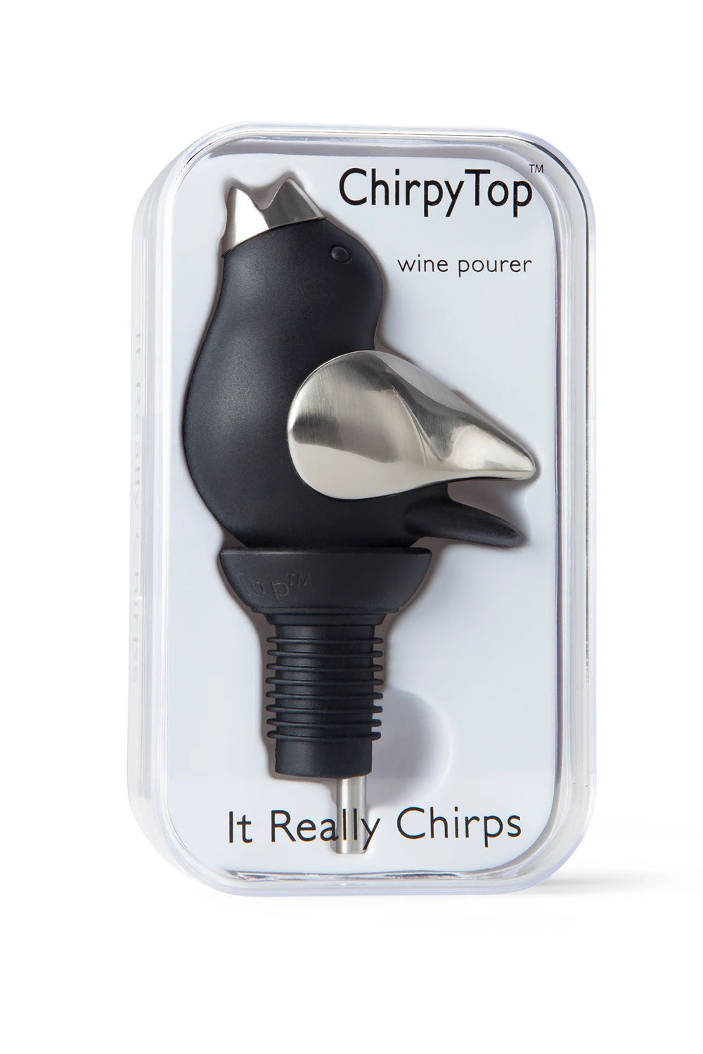 Chirpy Top Wine Pourer - Black/Chrome | Makk Fashions