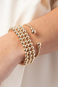 enewton: Classic 3mm Bead Cuff - Gold | Makk Fashions