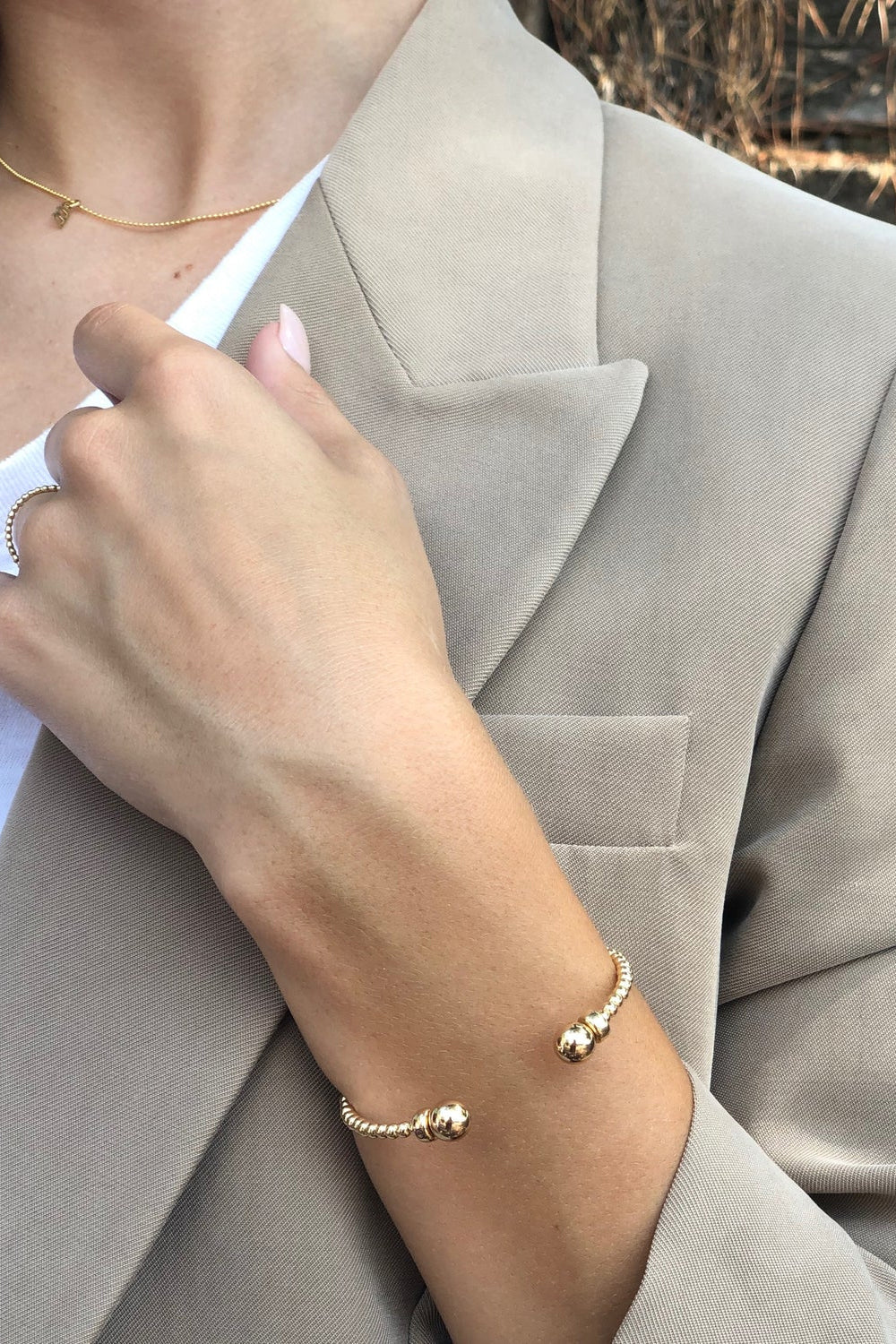 enewton: Classic 3mm Bead Cuff - Gold | Makk Fashions