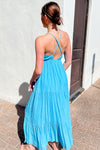 Classic Summers Strappy Tiered Maxi Dress - Blue | Makk Fashions