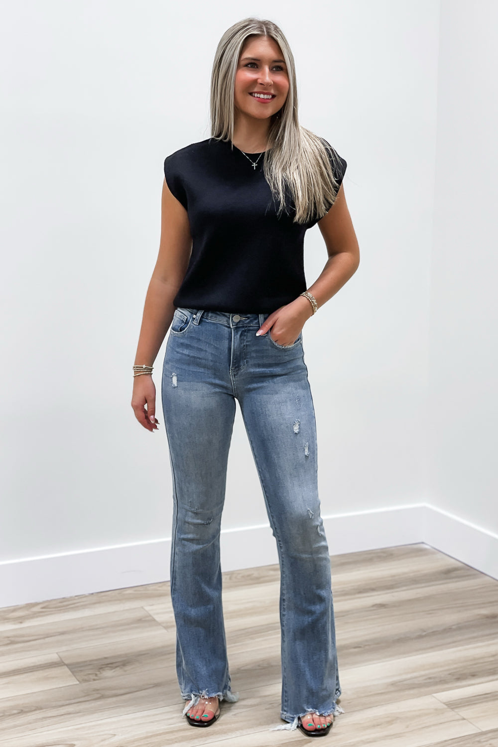 Cozy Memories Cap Sleeve Sweater - Black