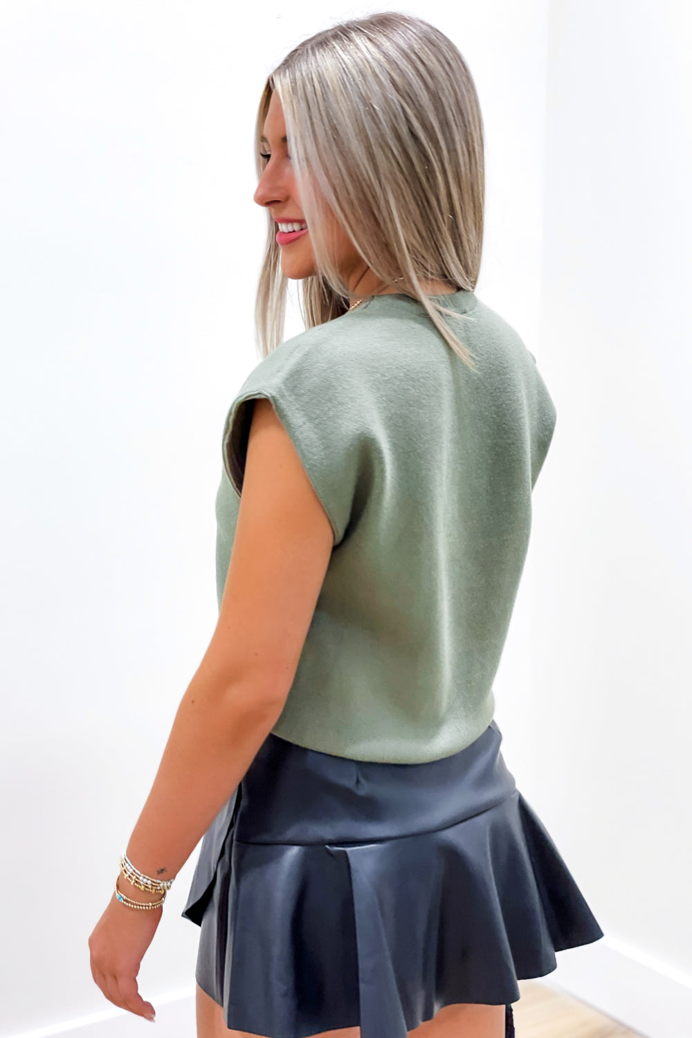 Cozy Memories Cap Sleeve Sweater - Olive | Makk Fashions
