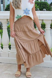 Island Breeze Textured Maxi Skirt - Lt. Mocha