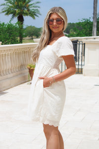Simply Sweet Eyelet Babydoll Mini Dress - Natural